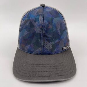 Prana Blue Geometric Trucker Hat Mesh Back Snapback Cap Outdoor Casual